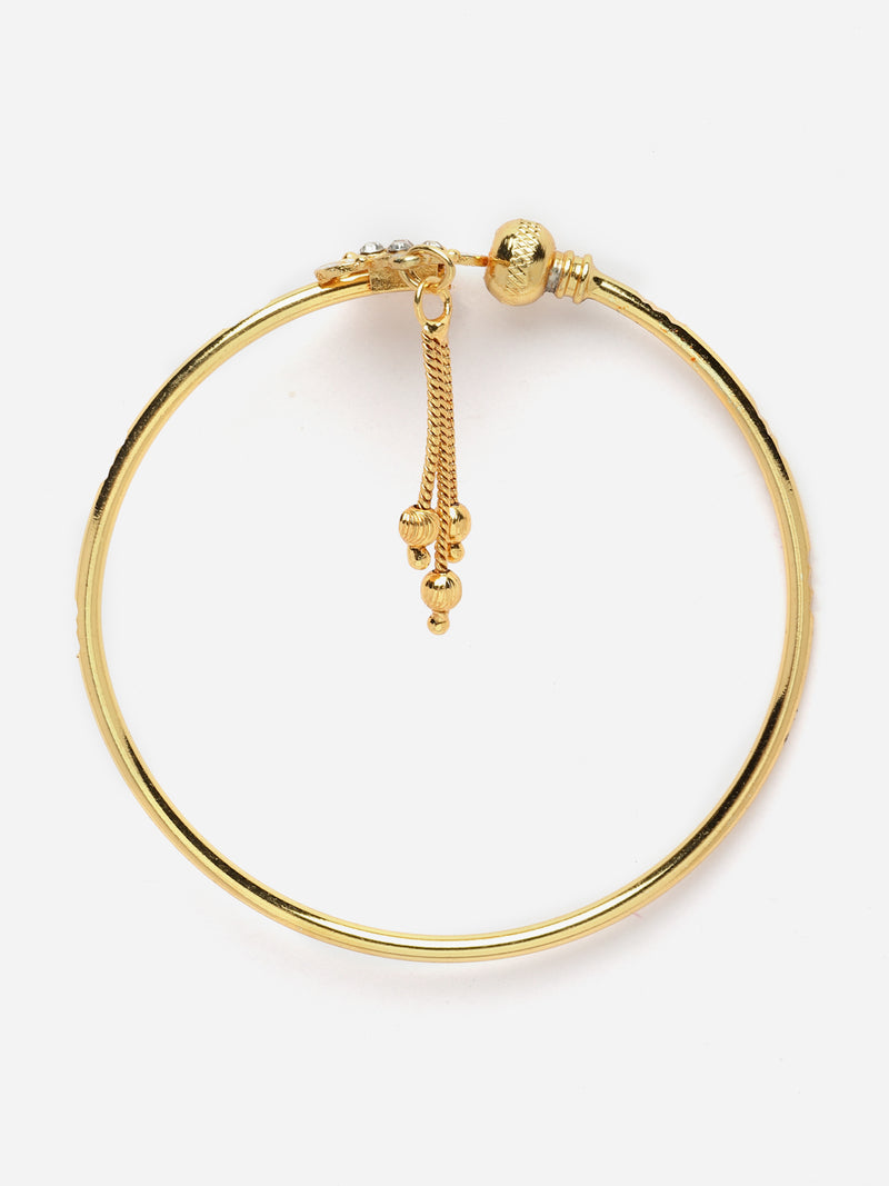 Gold-Plated White American Diamond studded Handcrafted Kada Bracelet