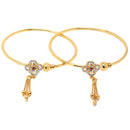 Gold-Plated White & Pink Cubic Zirconia Stone studded Bangle Bracelet