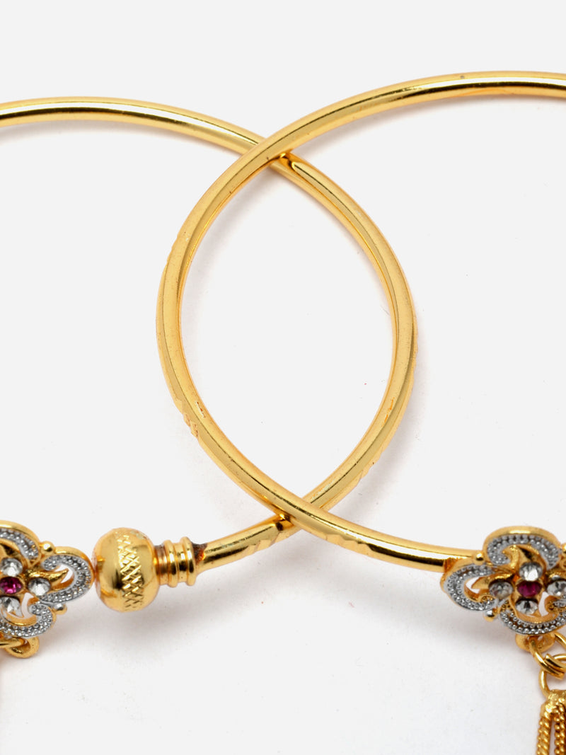 Gold-Plated White American Diamond studded Handcrafted Kada Bracelet