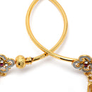 Gold-Plated White & Pink Cubic Zirconia Stone studded Bangle Bracelet