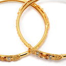 Set Of 2 Gold-Plated Red American Diamond studded Flower Shaped Bangles