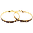 Gold-Plated Classic Textured Bangle Bracelets (Set Of 2)
