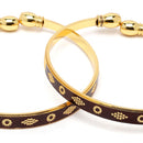 Gold-Plated Classic Textured Bangle Bracelets (Set Of 2)