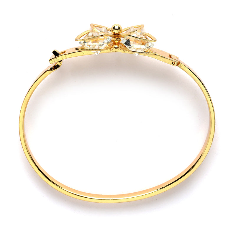 Gold-Plated Butterfly Shaped White Cubic Zirconia Stone studded Kada Bracelet