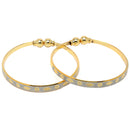 Gold-Plated Classic Textured Bangle Bracelets (Set Of 2)