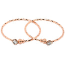 Rose Gold-Plated  Square Shaped White Cubic Zirconia Stone Studded Bracelets (Set Of 2)