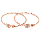 Rose Gold-Plated Flower Shaped White Cubic Zirconia studded Bangle Bracelets (Set Of 2)