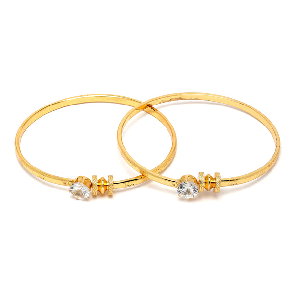 Gold-Plated White Cubic Zirconia Stone studded Bangle Bracelet