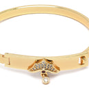 Gold-Plated White American Diamond studded Bracelet With Charm