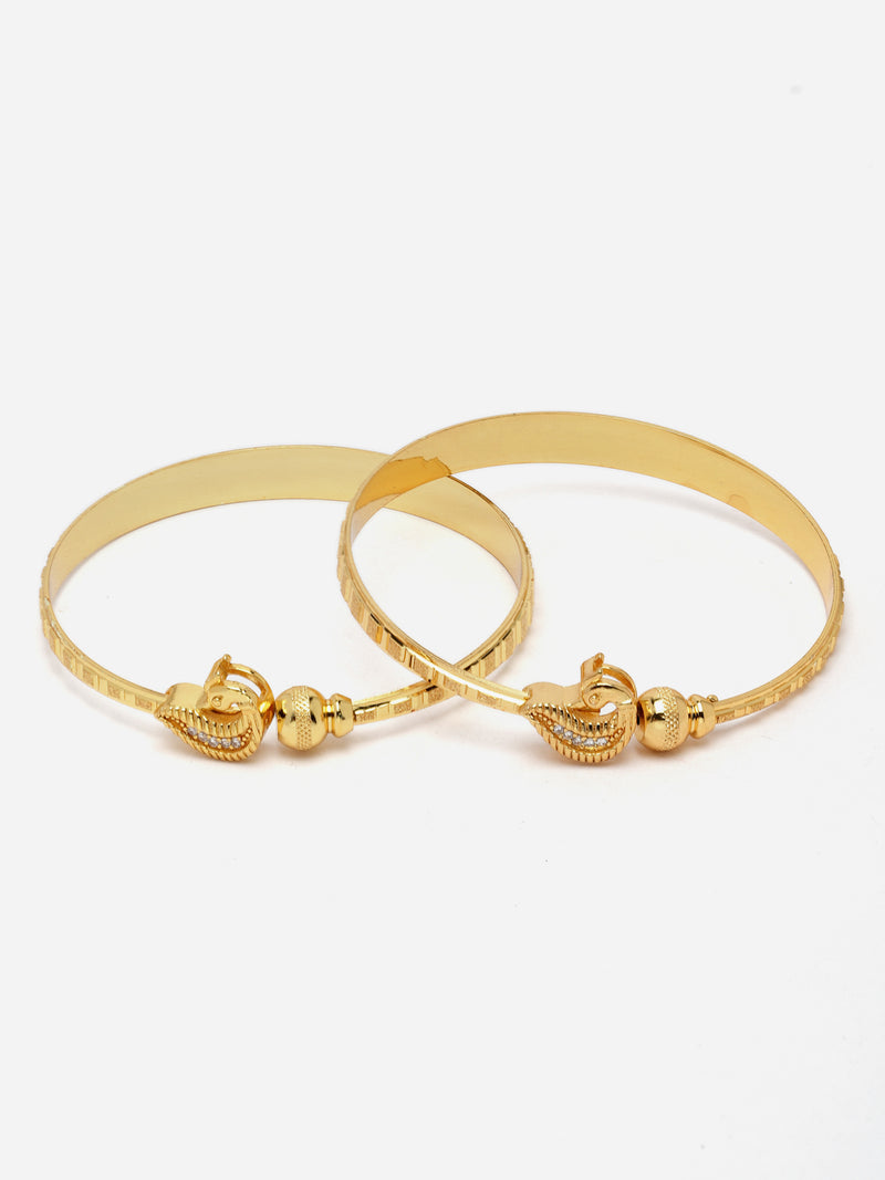 Gold-Plated Bangle Style Handcrafted Bracelets (Set Of 2)