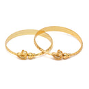 Gold-Plated Intricate Leaf Bangle Bracelets (Set Of 2)