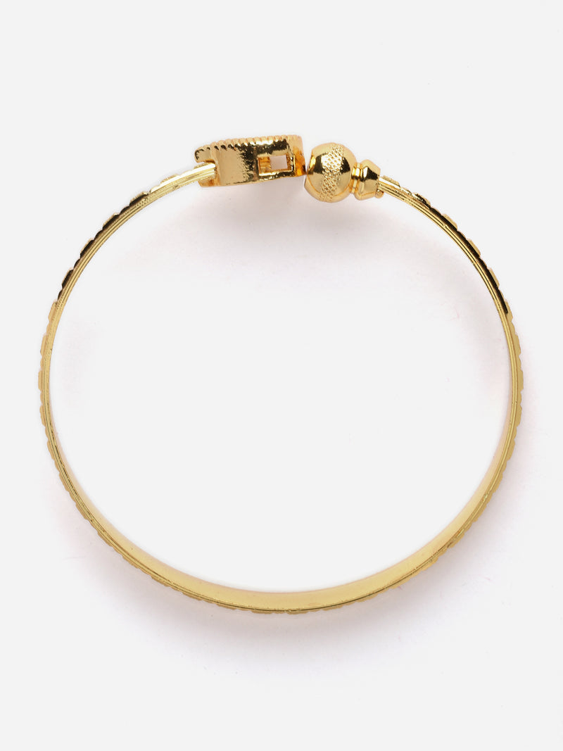 Gold-Plated Bangle Style Handcrafted Bracelets (Set Of 2)