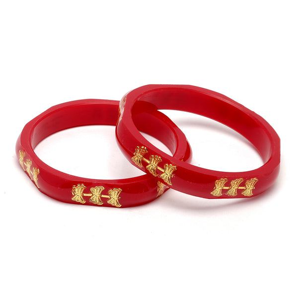 Set Of 2 Gold-Plated Butterfly Engraved Handcrafted Non Allergic Bangles