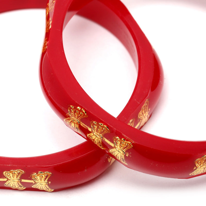 Set Of 2 Gold-Plated Butterfly Engraved Handcrafted Non Allergic Bangles