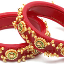 Set Of 2 Gold-Plated Champagne Pearls Handcrafted Non Allergic Bangles