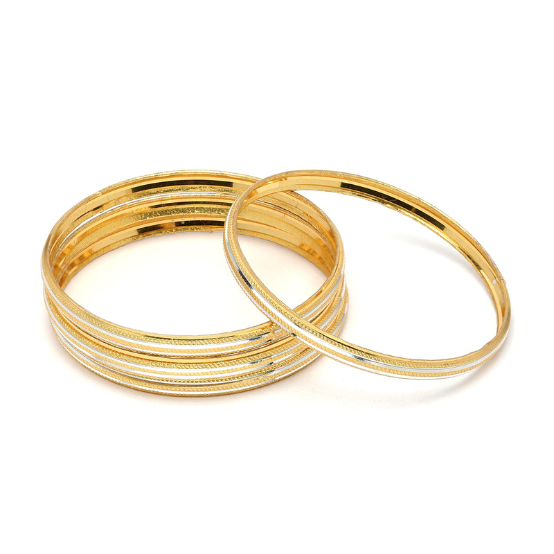 Set Of 4 Gold-Plated Traditional Dual Toned Gold & Silver Handcrafted Classic Bangles