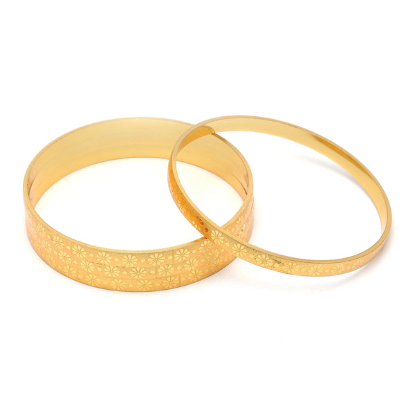 Set Of 4 Gold-Plated Flower Shaped Textured Handcarfted Classic Bangles