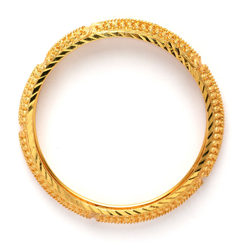 Set Of 4 Gold-Plated Classic Traditional Textured Handcrafted Bangles