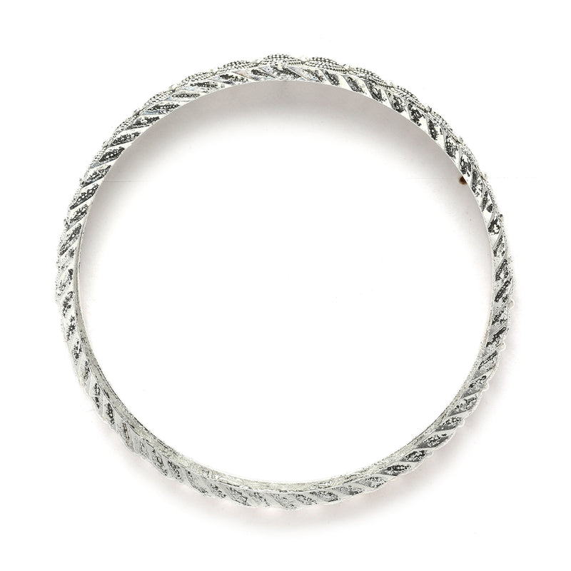 Set Of 4 Oxidised Silver-Plated Paisley Engraved Handcrafted Bangles