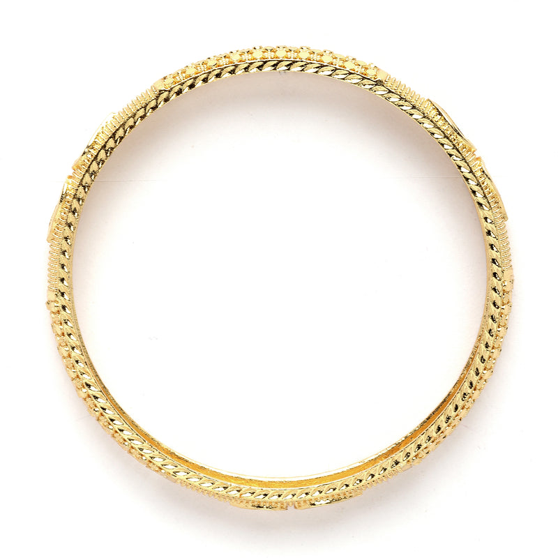 Set Of 4 Gold-Plated Classic Paisley Shaped Textured Handcrafted Bangles