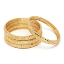 Set Of 4 Gold-Plated Classic Paisley Shaped Textured Handcrafted Bangles