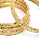 Set Of 4 Gold-Plated Classic Paisley Shaped Textured Handcrafted Bangles