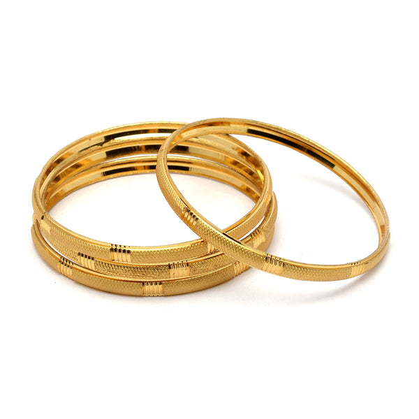Set Of 4 Gold-Plated Classic Textured Handcrafted Bangles
