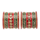 Gold Plated Kundan Studded Set Of 18 Traditional Bangle Set