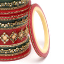 Gold Plated Kundan Studded Set Of 18 Traditional Bangle Set