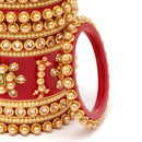 Gold Plated Traditional Set of 18 Red Bridal Chuda Bangle Set