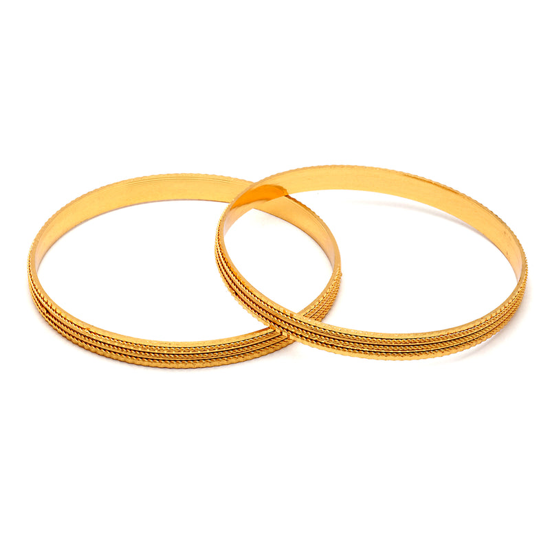 Set Of 12 Gold-Plated Classic Textured Multi Design Handcrafted Bangles