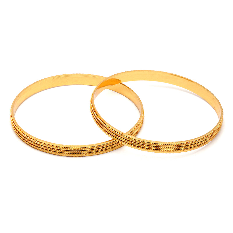 Set Of 10 Gold-Plated Classic Textured Multi Design Handcrafted Bangles