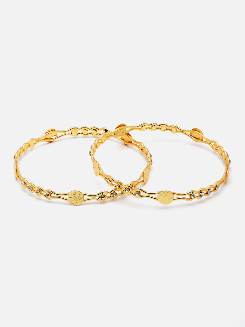 Set Of 12 Gold-Plated Classic Textured Multi Design Handcrafted Bangles