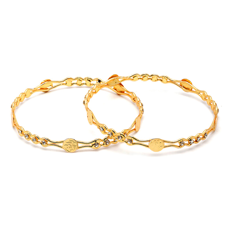 Set Of 12 Gold-Plated Classic Textured Multi Design Handcrafted Bangles