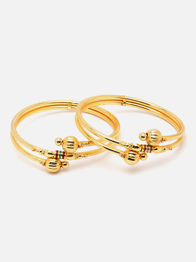Set Of 10 Gold-Plated Classic Textured Multi Design Handcrafted Bangles