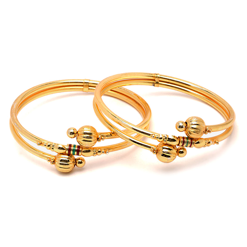 Set Of 10 Gold-Plated Classic Textured Multi Design Handcrafted Bangles