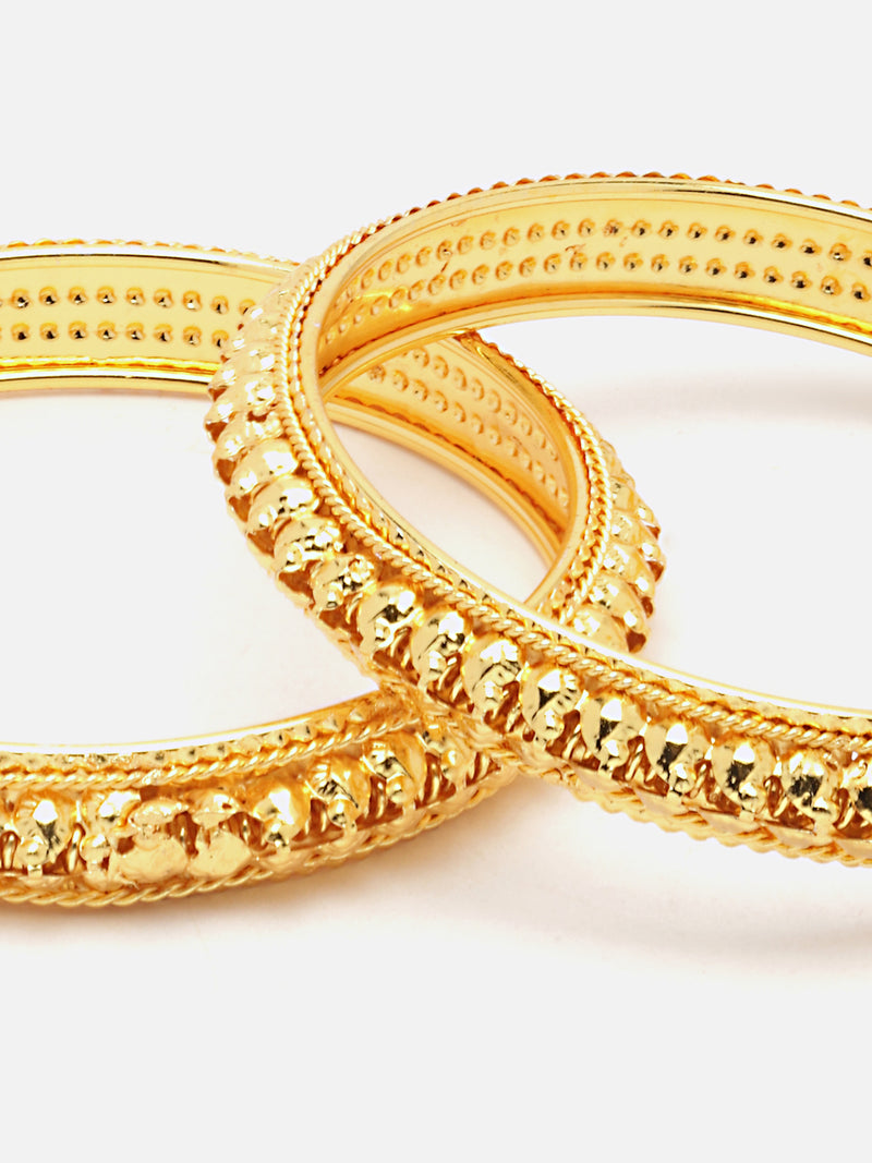 Set Of 10 Gold-Plated Classic Textured Multi Design Handcrafted Bangles