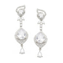 Rhodium-Plated White American Diamond studded Handcrafted Teardrop Drop Earrings