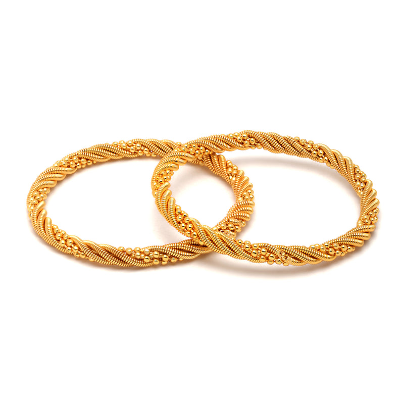 Set Of 10 Gold-Plated Classic Textured Multi Design Handcrafted Bangles