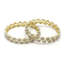 Set Of 4 Gold-Plated White American Diamond studded Dual Toned Paisley and Floral Design Bangles