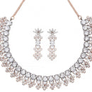 Rose Gold-Plated Gunmetal Toned White American Diamonds Studded Wacky Necklace & Earrings
