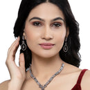 Rose Gold-Plated Gunmetal Toned Pink American Diamond Studded Star & Leaf Shaped Jewellery Set