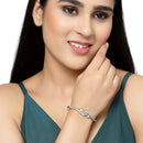 Rhodium Plated Silver Toned Round White American Diamond Studded  Bracelet