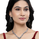 Rose Gold-Plated Gunmetal Toned White American Diamond Studded Star & Leaf Shaped Jewellery Set