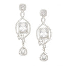 Rhodium-Plated White American Diamond studded Square Shaped Handcrafted Drop Earrings