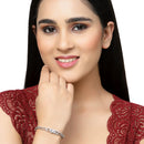 Rhodium Plated Silver Toned Square White American Diamond Studded Bracelet