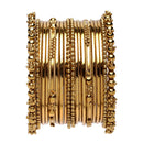 Gold-Plated Mehandi Toned Textured Bangles Jewellery Set (Set Of 20)