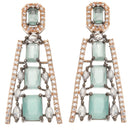 Rose Gold-Plated Gunmetal Toned Sea Green American Diamond studded Contemporary Drop Earrings