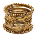 Gold-Plated Mehandi Toned Textured Bangles Jewellery Set (Set Of 20)