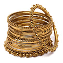 Gold-Plated Mehandi Toned Textured Bangles Jewellery Set (Set Of 20)